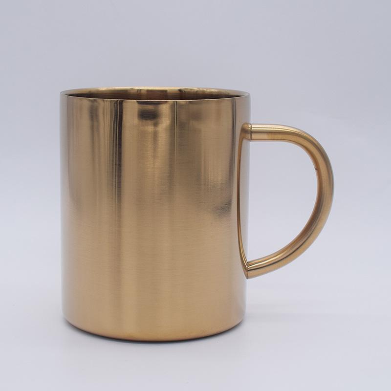 Stainless Steel 304 Copper Plated Mug Double Insulation Belt Handle Gold Coffee Cup Storage
