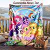 My Little Pony Flannel Blanket, Personalized Custom Name Text, Soft Warm Plush Throw Blanket For Gift