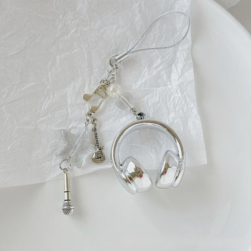 Ins Wind Music Headset Shape Mobile Phone Chain Personality Backpack Pendant Musical Note Keychain Creative High-value Pendant