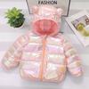 2-6 Years Kids Fashion Colorful Shiny Down Cotton Jacket Autumn Winter Boys Girls Cartoon Ear Hooded Zipper Coat