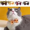 With Bell Halloween Cat Collar Bowknot Polyester Kitten Pumpkin Necklace Adjustable Cat Pumpkin Bow Tie Cosplay Party