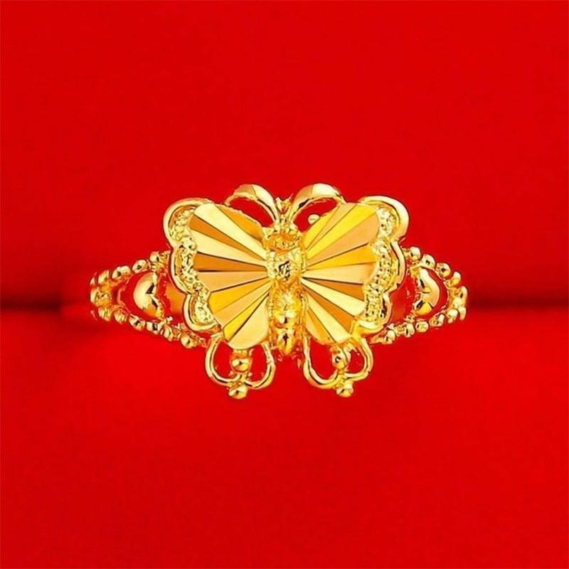 Beautifully Copper Crafted Gold Butterfly Ring Elegant Womens Jewelry For Occasions Special