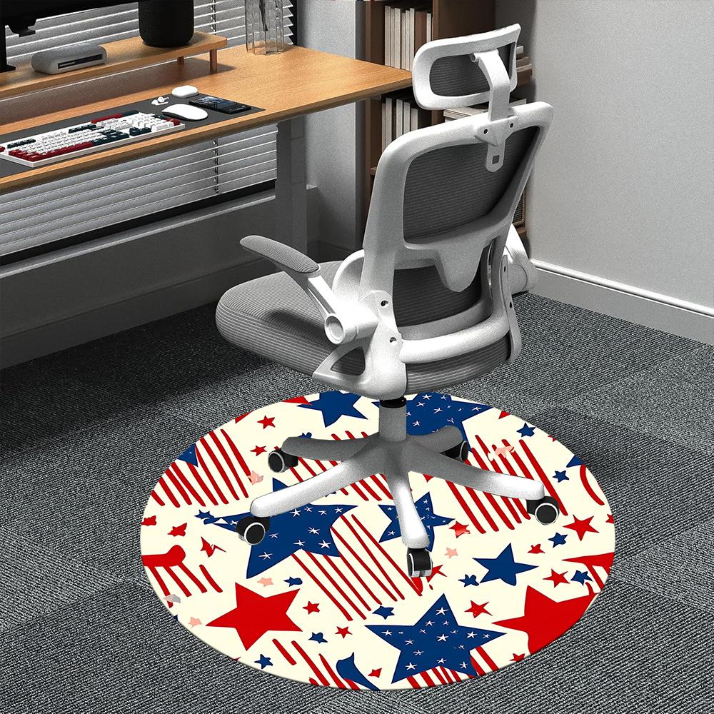 

1pc Stars Stripes Office Round Area Rug, Indoor Mat Suitable ForOffice, Under Office Chairs Bedroom Living Room Home Decor, Room Deco q158 80cm by 80cm