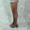 Ribbon Flow Mesh Stockings (Brown)