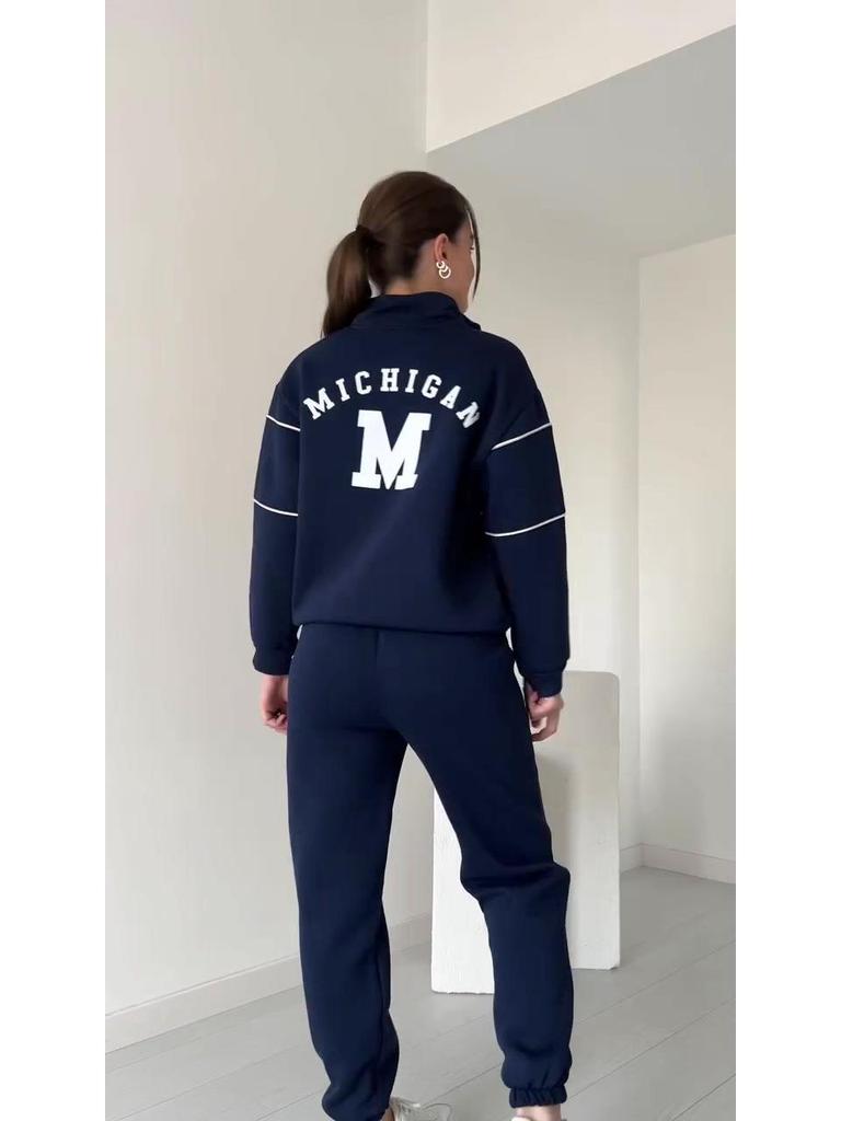 2024 Autumn Color Block Sporty Fashion Loose Set
