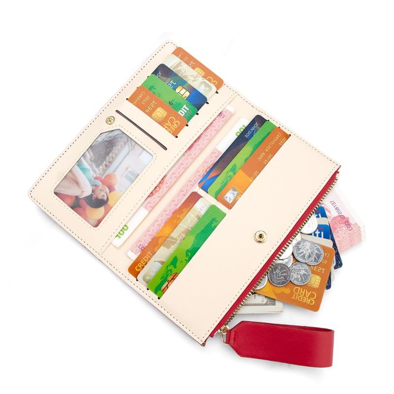 Stylish and Simple Women's Long Wallet with Draw Card, Two Fold Zipper, Change Bag, Card Bag, Wallet.