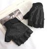 Men Cycling Gloves Outdoor Sports Fingerless Motorcycle Gloves High Elastic Non-slip Bike Glove Black Riding Work Mitten Guantes