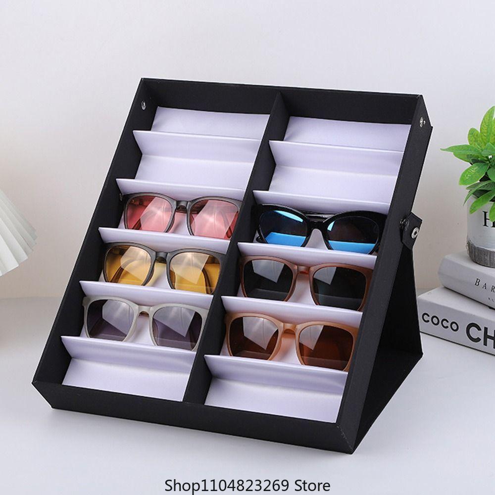 12-Schlitz Brillenablage Sonnenbrillen-Vitrine Brillen-Organizer-Box Brillenhalter Sonnenbrillenständer Sonnenbrillen-Organizer