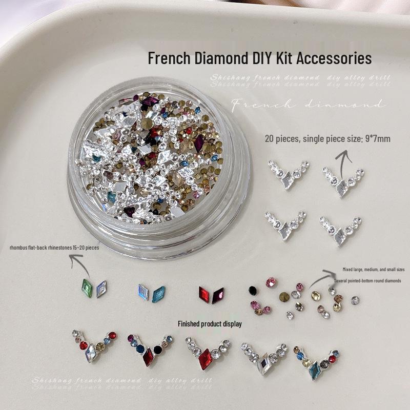 

Красочный набор ювелирных изделий из сплава для дизайна ногтей в стиле френч с бриллиантами для самостоятельного творчества