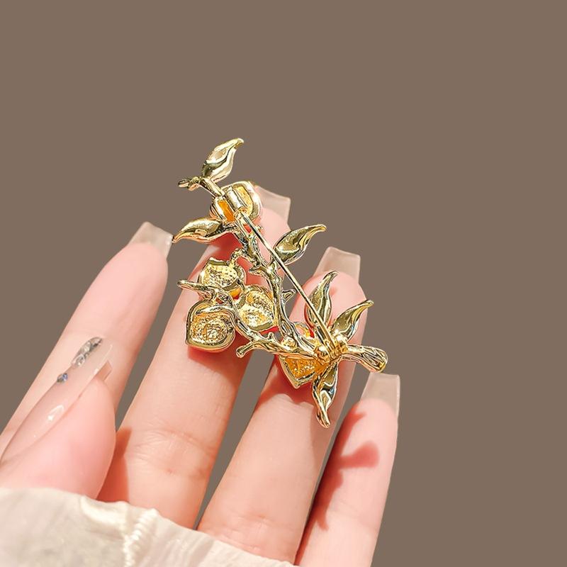 Hoge kwaliteit mode charme koper emaille fruit perzik broche prachtige perzik luxe glazen pin PD2019