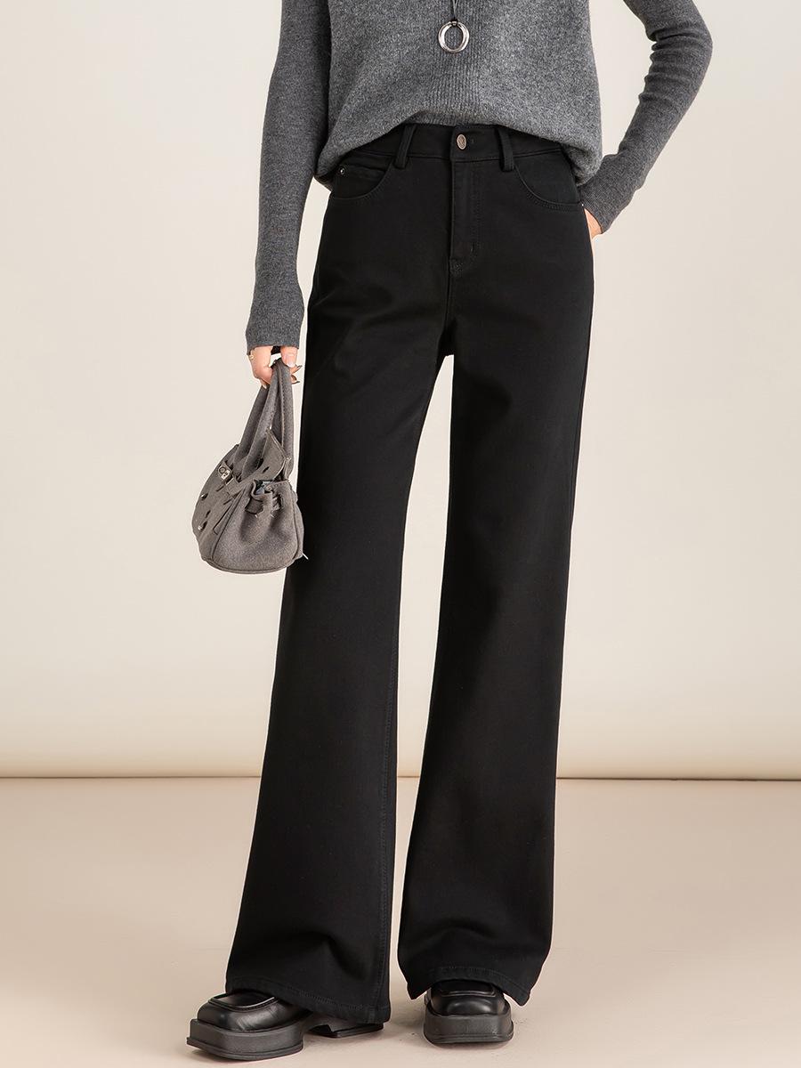 Xinge Women s 2025 Velvet Tencel High-Waisted Micro-Flare Denim Pants 33