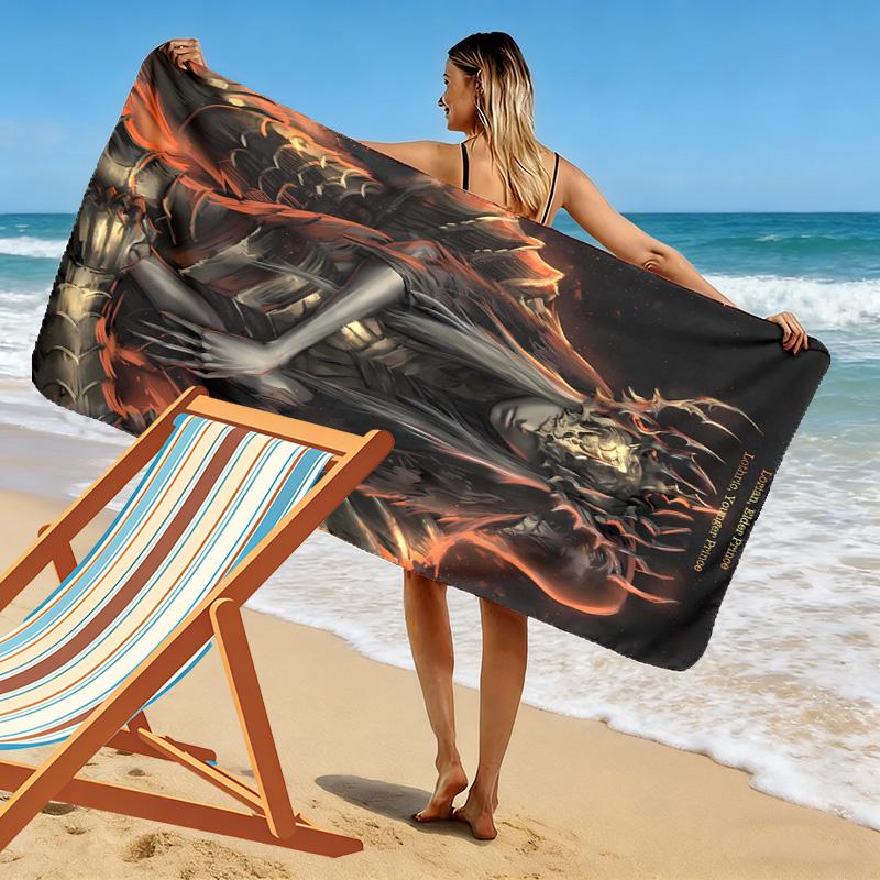 Elder-Ring Print Beach Towel, Large Soft Quick Dry Towel for Beach Camping Swimming