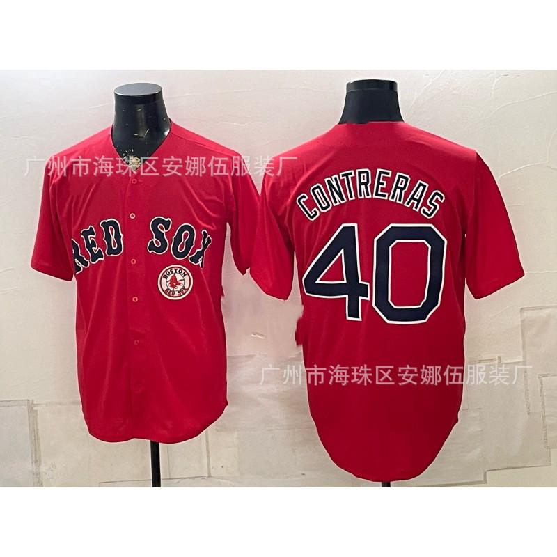 Maglietta da Baseball Unisex Ricamata Boston Red Sox Abbigliamento Sportivo Miscela di Cotone Traspirante Abbigliamento per tifosi