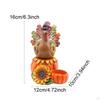 Candle Holder Turkey Statue with Pumpkin Ornament Decoration Thanksgiving Sculpture Resin Figurine