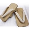 Kiso Nezuko Geta: Men's Two-toothed Sandals with Beige Stripes, Continuing 300 Years of Tradition, Made in Japan