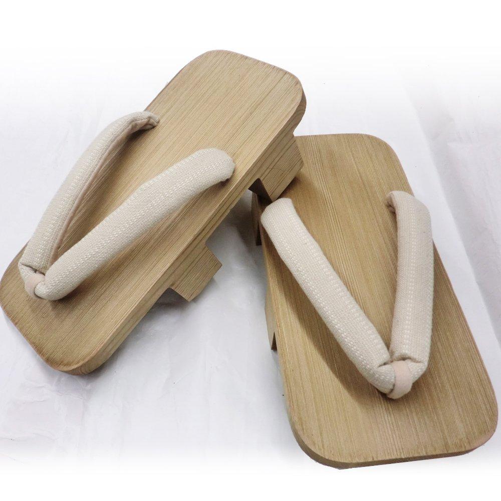 Kiso Nezuko Geta: Men's Two-toothed Sandals with Beige Stripes, Continuing 300 Years of Tradition, Made in Japan