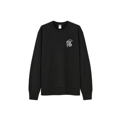 Uniqlo Printed Logo Pullover Crew Neck Regular Sweatshirt Unisex Sweatshirt Black 437283-09