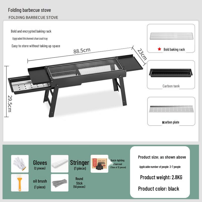 Folding Portable Stainless Steel Charcoal Grill Oven for Outdoor Use