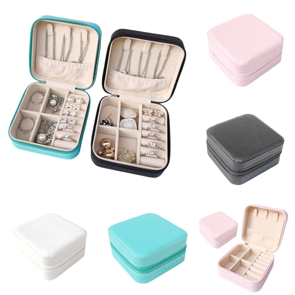 Portable Pu Small Jewelry Box Elegant And Compact Ideal Gift For Rings Earrings Necklaces White