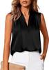 Blusa Estiva Casual da Lavoro da Donna Senza Maniche Scollo a V Rigate Raso Monocolore