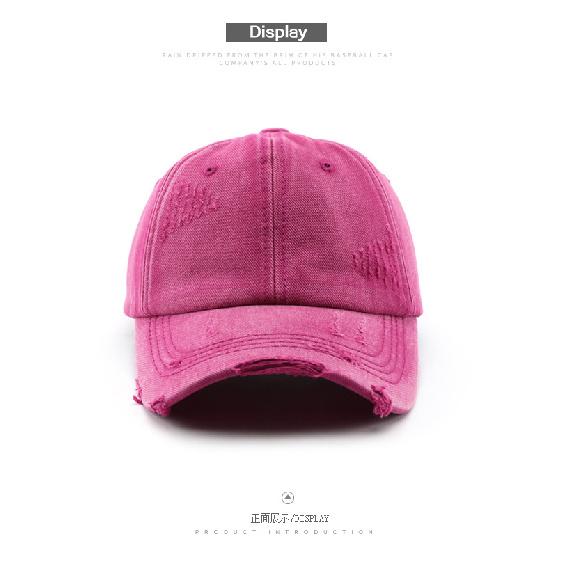 Women's spring and summer washed distressed denim plain baseball cap, outdoor men's travel sun protection hat