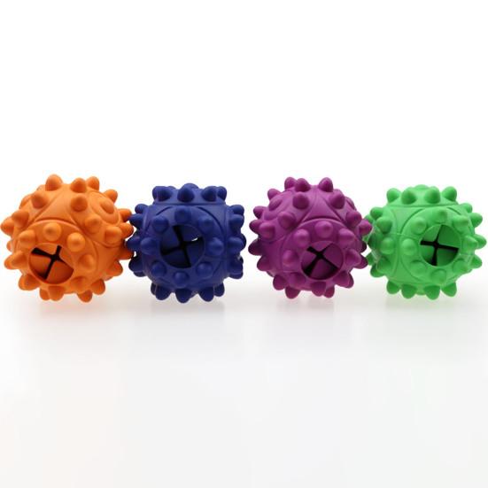 Rubber Dog Chew Ball with Squeaker Interactive Treat Dispensing Toy for Small Medium Breeds