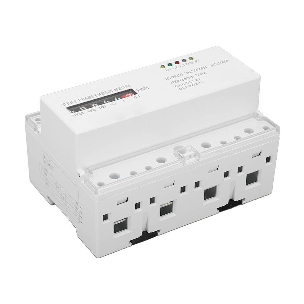 Electric Meter Din Rail 3 Phase 4 Wire KWh Energy Electricity Power Consumption Wattmeter 230V 400V