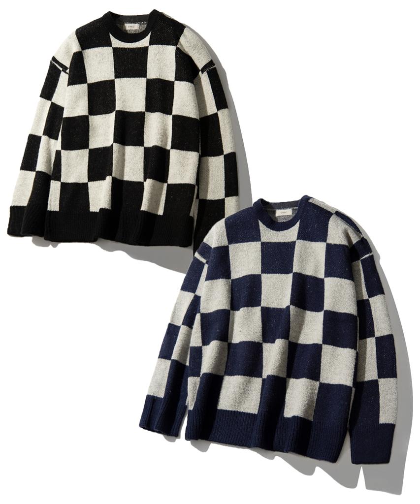 U And Lc Check Block Oversized Knit (2 Colors)