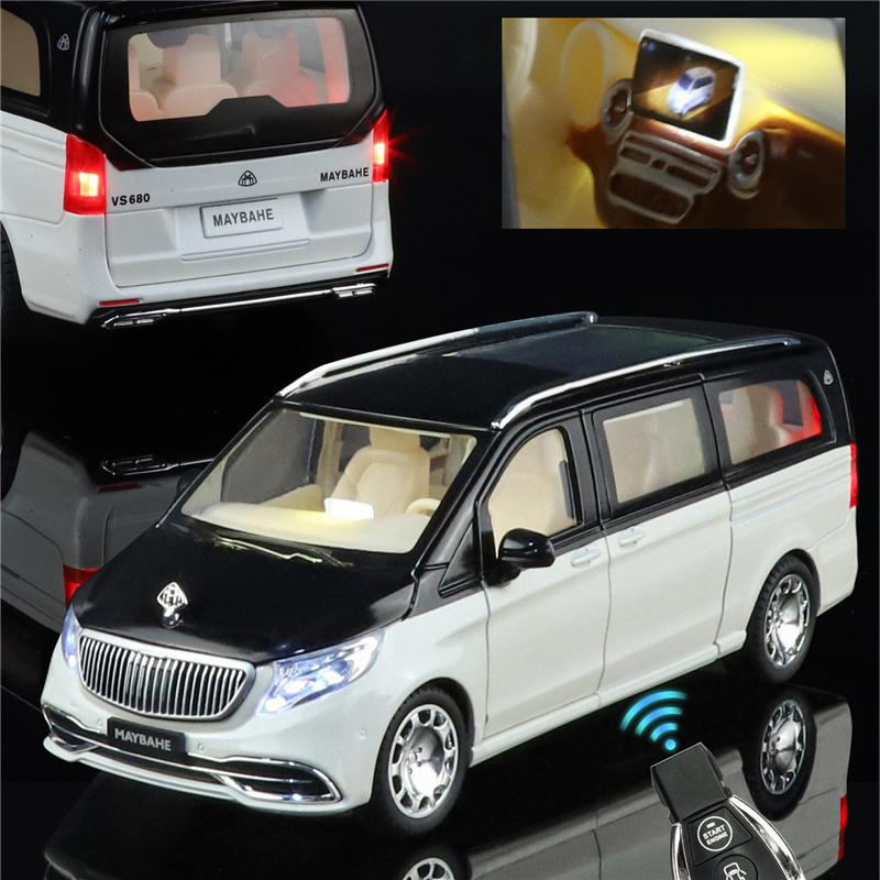 AAYS1 Key Control 1:24 Maybachs VITO VS680 MPV Alloy Luxy Car Model Diecasts Metal Vehicles Car Model Simulation Sound Light Kids Gift