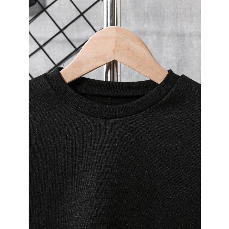 European Sizes Kids' Fashion Round Neck Pullover Sweater, Fall Winter Long Sleeve Top, Cool Soccer Print, Suitable for Daily Casual Wear