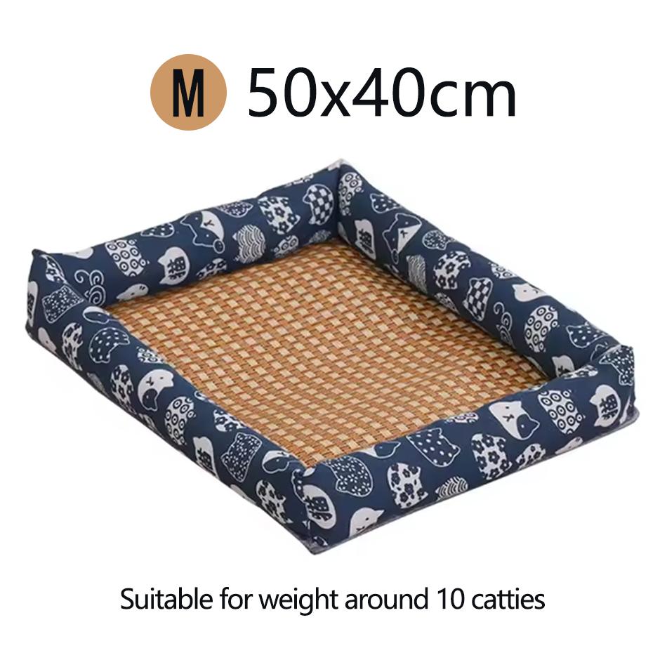 Hot Summer Cat Nest Pet Cooling Mat Dog Cooling Sofa Breathable Pad Moistureproof Rattan Wear Cat Puppy Basket Mats Cama Para