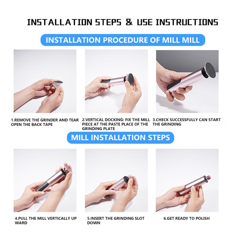 Electric Foot Grinder Heels Callus Dead Skin Remover Multi-function Pedicure Tool Polish Foot Nail 6 Gears Replacement Sandpaper
