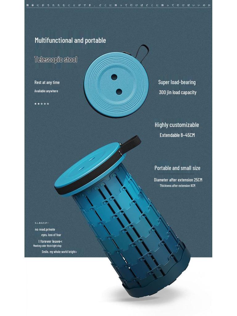 Liancai Składany Teleskopowy Stołek Tęczowy - Przenośne Krzesło Outdoorowe dla Dzieci na Kemping