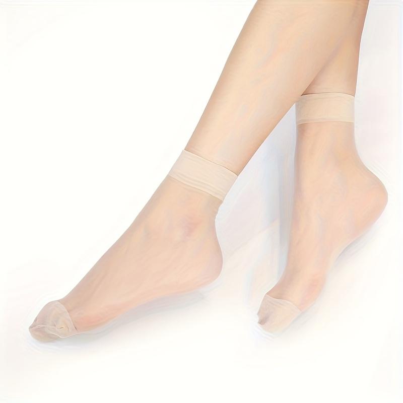 10 Pairs Women's Ultra-Thin Sheer Stockings - Lightweight Durable Summer Socks, Multi-Color Short Tube Crystal Clear Tights, for Casual & Formal Wear