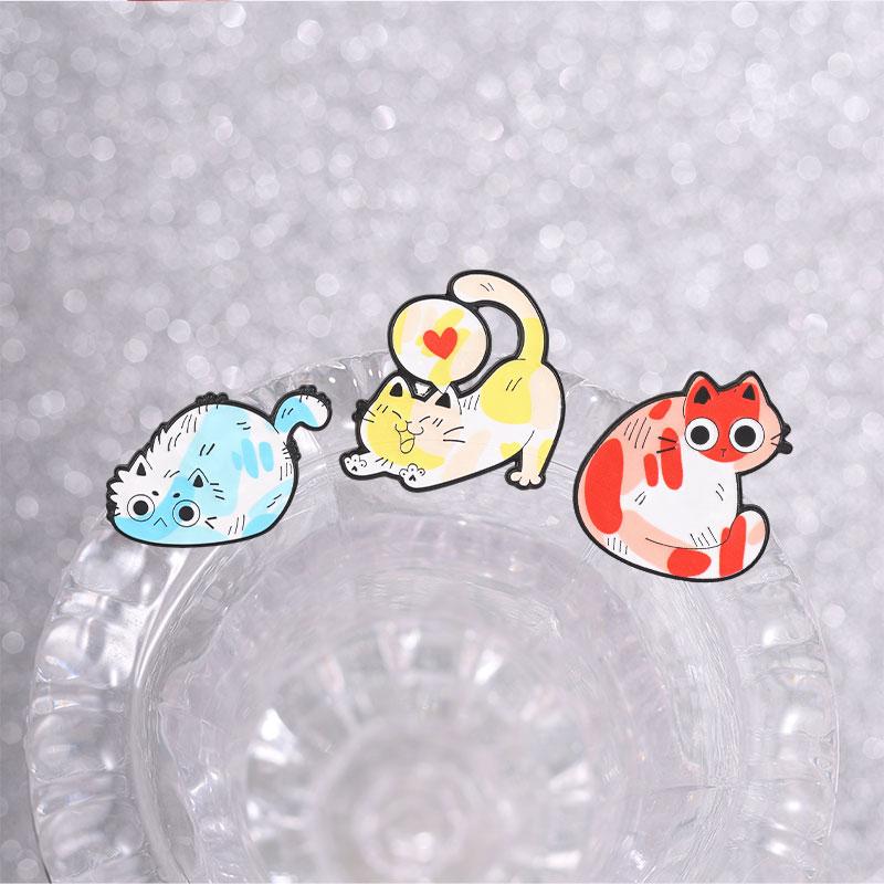 Cute Graffiti Cat Badges Kawaii Colorful Kitten Enamel Pin Cartoon Multicolor Animal Brooch Accessories Decor Gift