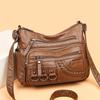 Vintage Mjukt Läder Lyxiga Plånböcker och Handväskor Högkvalitativ Damväska Design Fickor Dam Crossbody Axelväskor