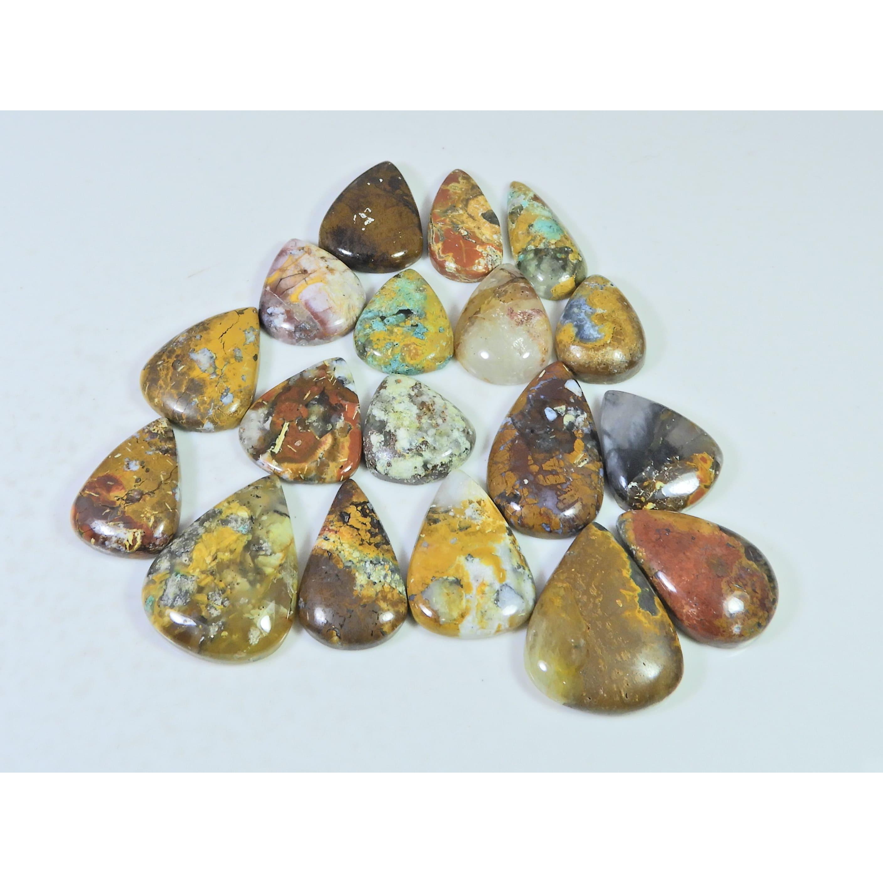 261Cts. Natural Forest Agate Pear Cabochon Loose Gemstone 18 Pcs Lot C-1967