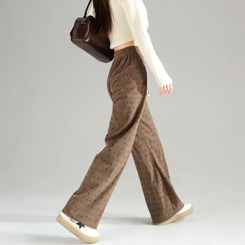 TonLion Women's 2025 Floral Corduroy Straight-Leg Casual Pants