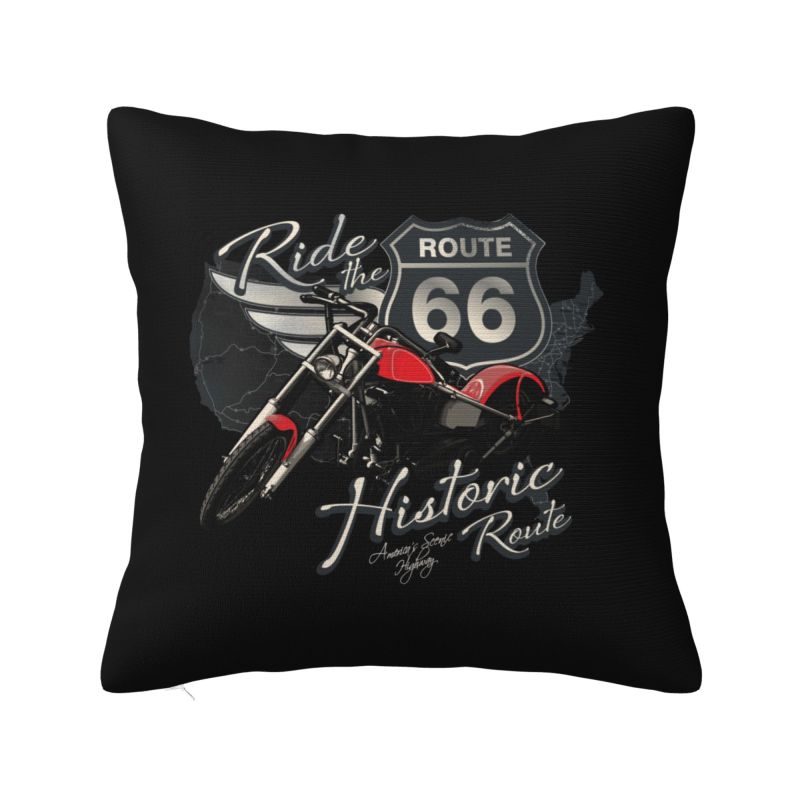 Custom Born To Ride Skull Cushion Cover 40X40Cm Route 66 Velvet Modern Pillow Case