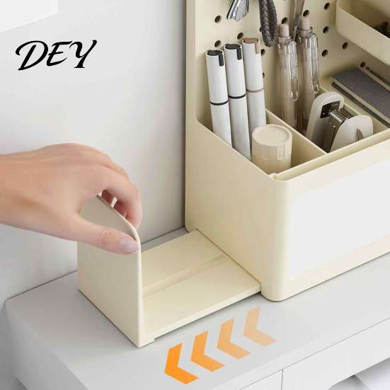 Customizable Desk Layout Perforated Board Storage Rack, Wall Mount Shelf for Office Stationery Bin Supplies Book, Multi-Functional Desktop Organizer