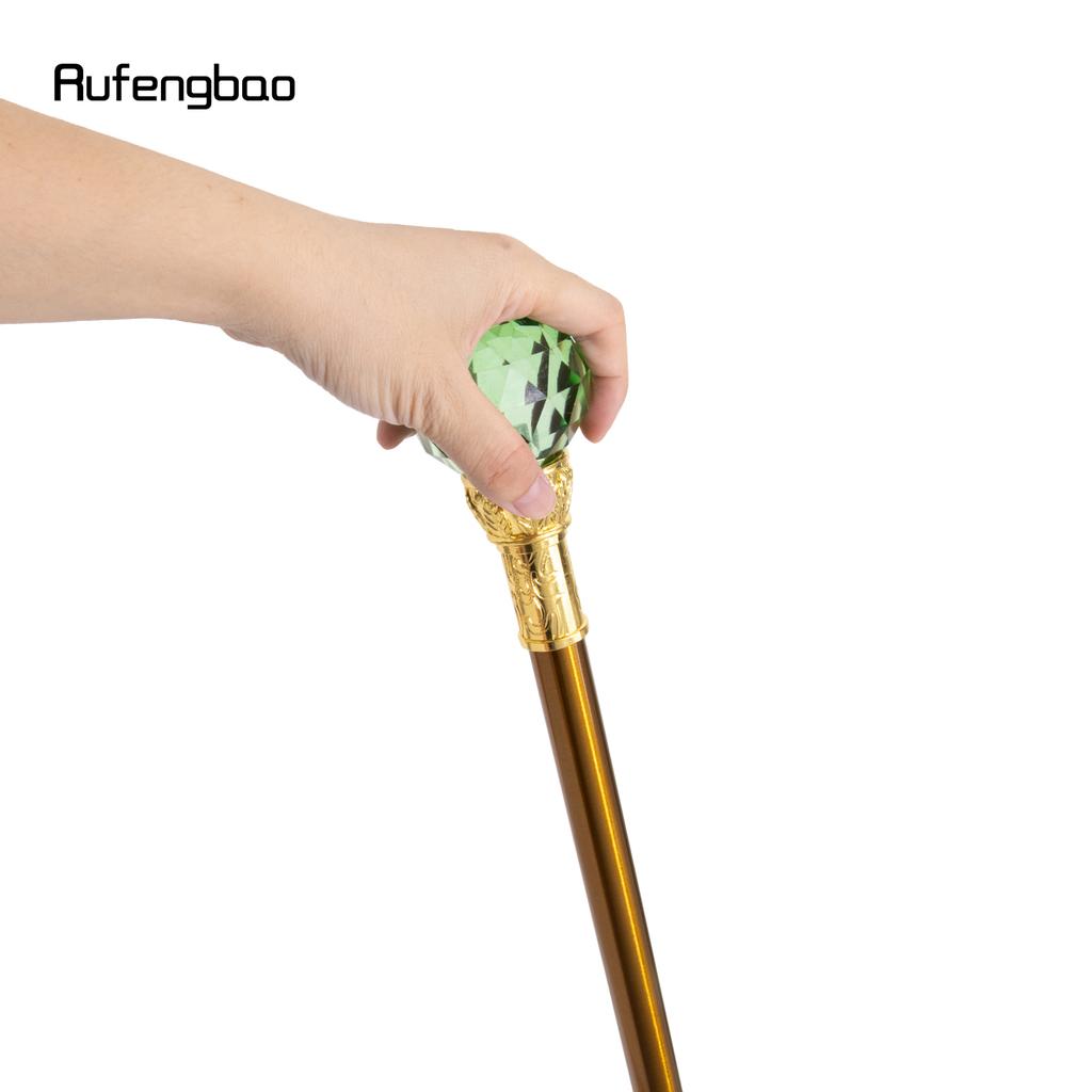 Green Glass Ball Golden Walking Cane Fashion Luxury Stick Cane Stage Cane Decorative Cosplay and Parties, for Cosplay & Party