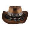 European and American Fashion Crimped Big Eaves Western Cowboy Hat Women's Summer Outdoor Travel Sunshade Sunscreen Beach Straw Hat Customization