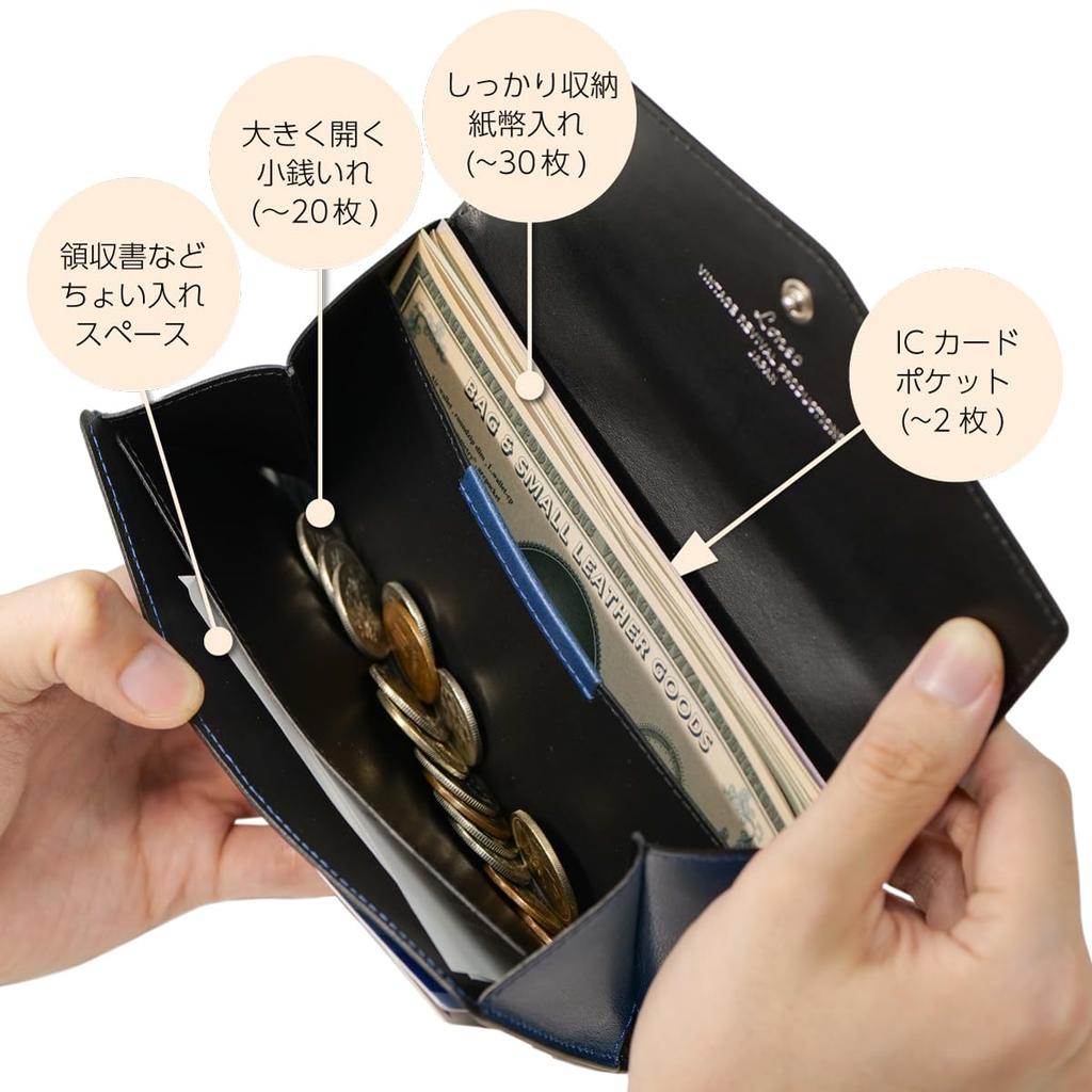 Revival Loneo basic Small long wallet Genuine leather Tochigi leather Made in Japan [Vintage Productions] (Blue)