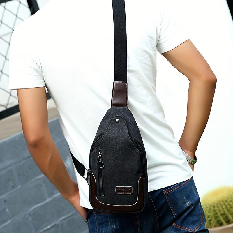 1 Stück Camping-Brusttasche aus Segeltuch für Herren, einfarbig, verschleißfest, große Kapazität