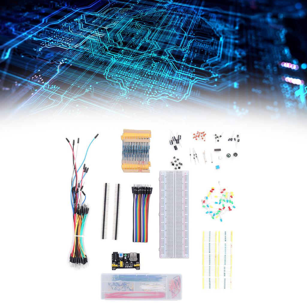 Electronic Starter Kit Solderless Jumper Wires Resistor Assortment Capacitors LED Set for STM32