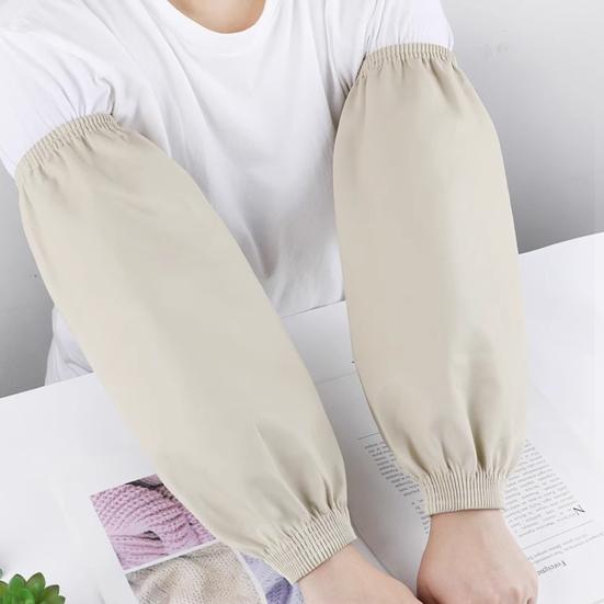 1 Pair Waterproof Arm Sleeves Oil-Proof Imitation Leather Arm Sleeves with Elastic Cuffs Long Protective Covers for Kitchen Labor Industrial Work