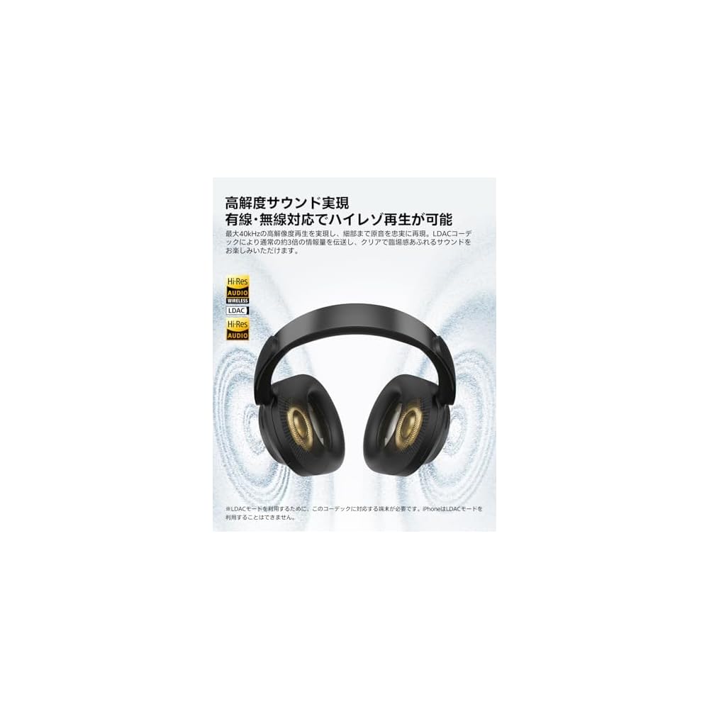 QCY H3S Wireless Headphones Bluetooth 6.0 Noise Cancelling 360° Audio 102 Hour Battery Life Black