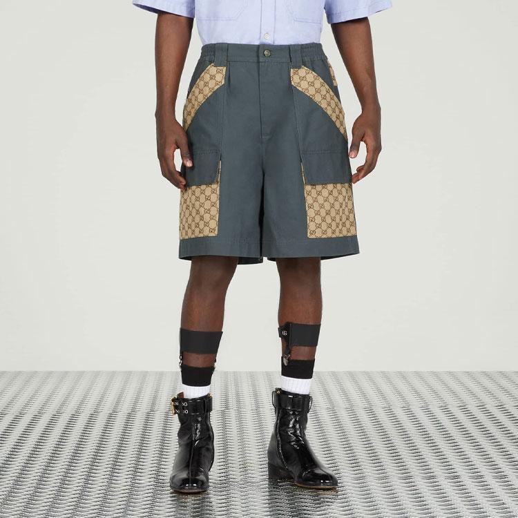 GUCCI Cotton Canvas Bermuda Gg Insert Shorts 742850-XDCEY-1168