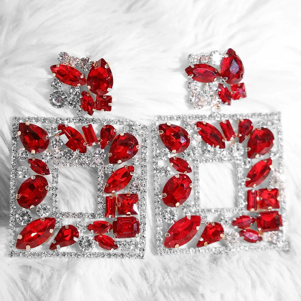 

Нові квадратні сережки зі стразами моди, перебільшені сережки