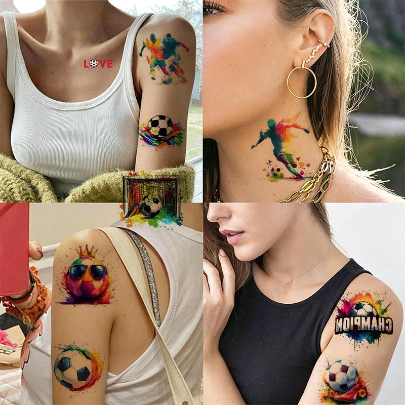 10/20/30Sheets Temporary Tattoos for Football Soccer Fan Fake Tattoo Sticker Waterproof Tattoo Sticker Sleeves Man Women